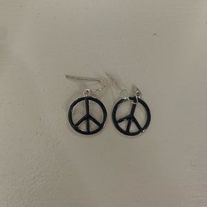 black peace sign earrings